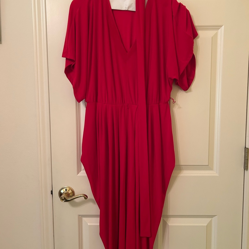 Tommy Hilfiger Red Asymmetrical Ruched Dress